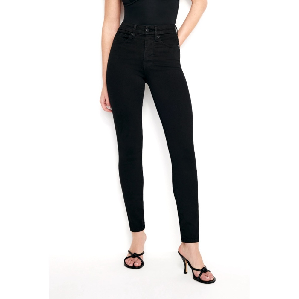 Good American Womens Stretch Black Color Skinny Jeans Size 10 High waisted